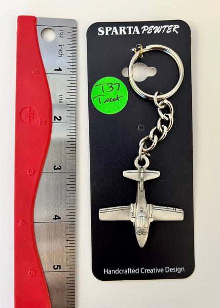 Cessna T-37 Tweet Pewter Keychain