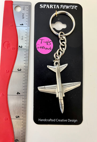 McDonnell Douglas T-45 Goshawk Pewter Airplane Keychain